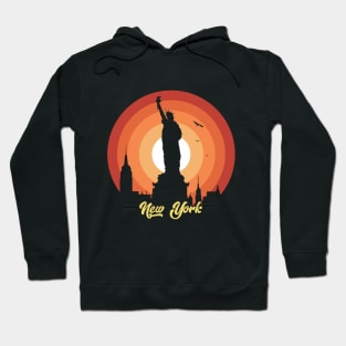 New York, Statue of liberty sunset silhouette. Lady Liberty. Hoodie